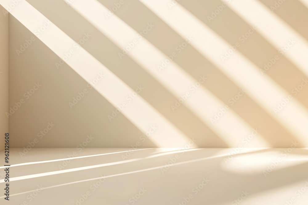 Abstract beige studio wall background for product presentation. Geometrical shadows on wall for modern minimalist mockup backdrop. Empty room with a light on the wall from the window. Abstract beige studio wall background for product presentation. Geometrical shadows on wall for modern minimalist mockup backdrop. Empty room with a light on the wall from the window.