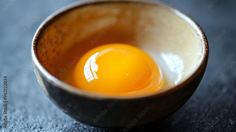 A close up of an egg yolk being separated from the egg white, with the yolk resting in a small bowl A close up of an egg yolk being separated from the egg white, with the yolk resting in a small bowl