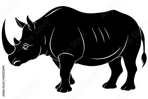 rhino on white background