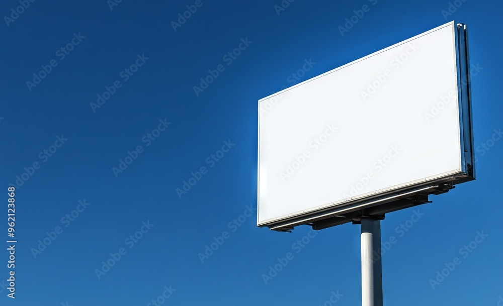Blank Billboard with Clear Blue Sky Background. AI generated illustration Blank Billboard with Clear Blue Sky Background. AI generated illustration