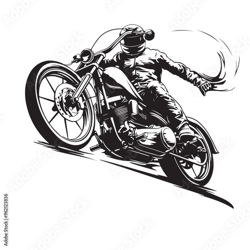 Man biker riding chopper motorcycle  image vector isolated on white background.