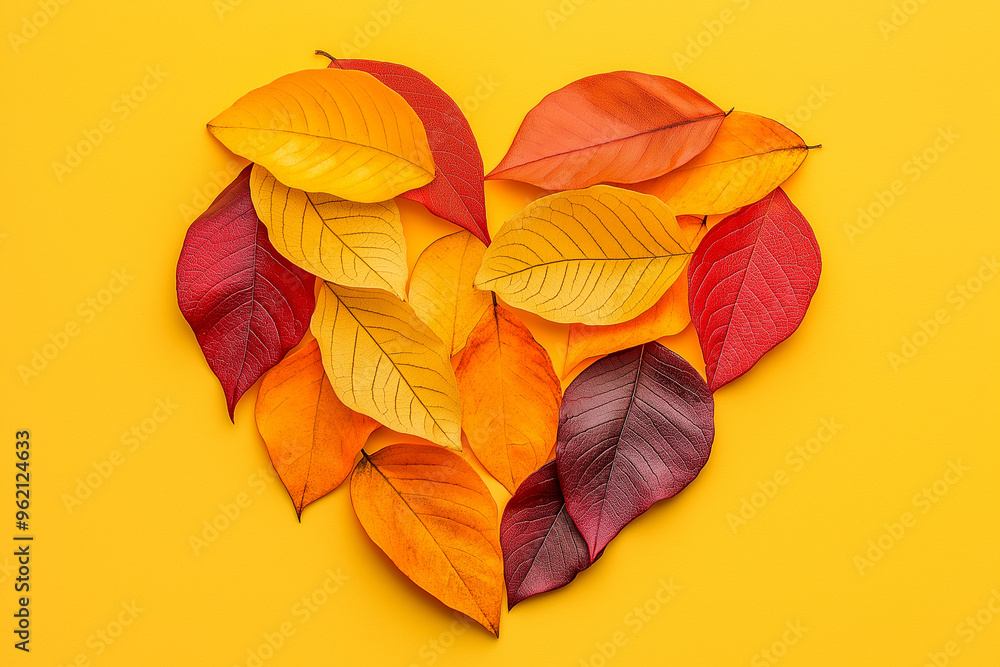 Obraz premium Heart made from autumn leaves