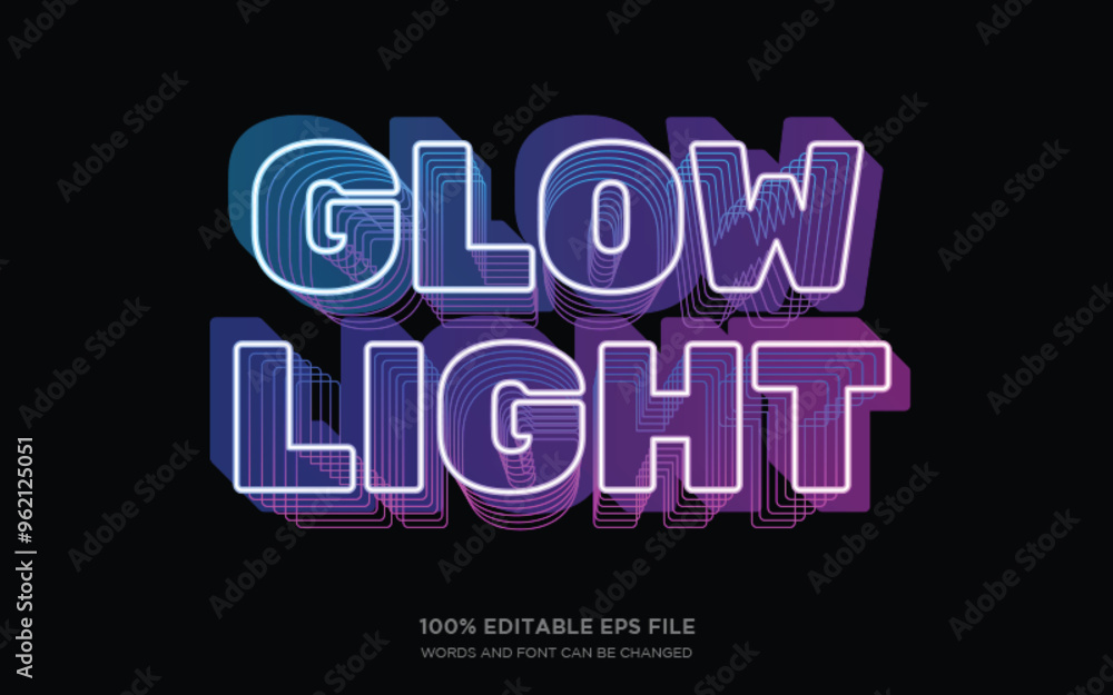 Obraz premium Glow Light 3D editable text style effect 