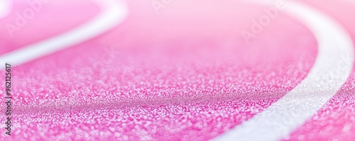 Close-up of a pink running track with white lines, on a pink background
