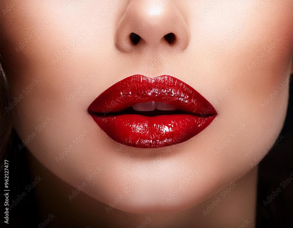 Obraz premium Red women sensual lips, perfect as a decorative or ornamental image