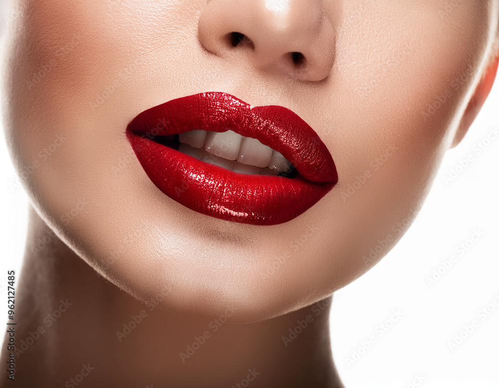 Close-up of a woman's red lips Close-up of a woman's red lips