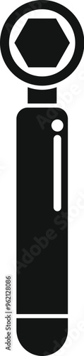 Black silhouette of an electric endodontic file isolated on a white background, icon in simple style