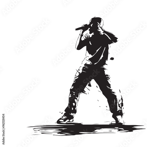 Male Singer Silhouette Images  isolated on white background.