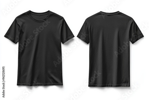 Black Tshirt Mockup Front and Back Isolated created with Generative AI