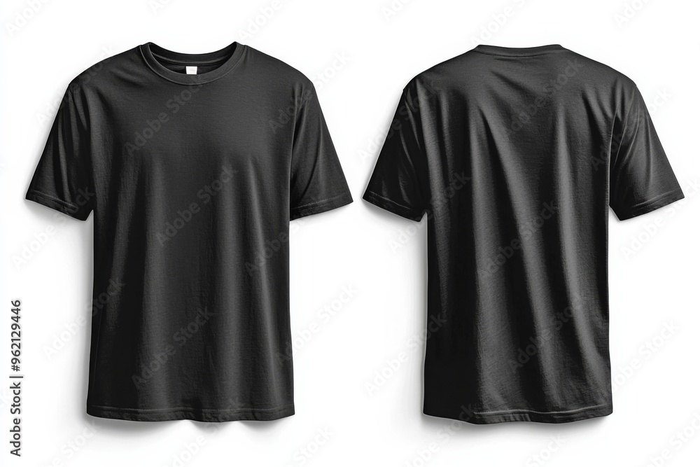 Black Tshirt Mockup Front and Back Isolated created with Generative AI Black Tshirt Mockup Front and Back Isolated created with Generative AI