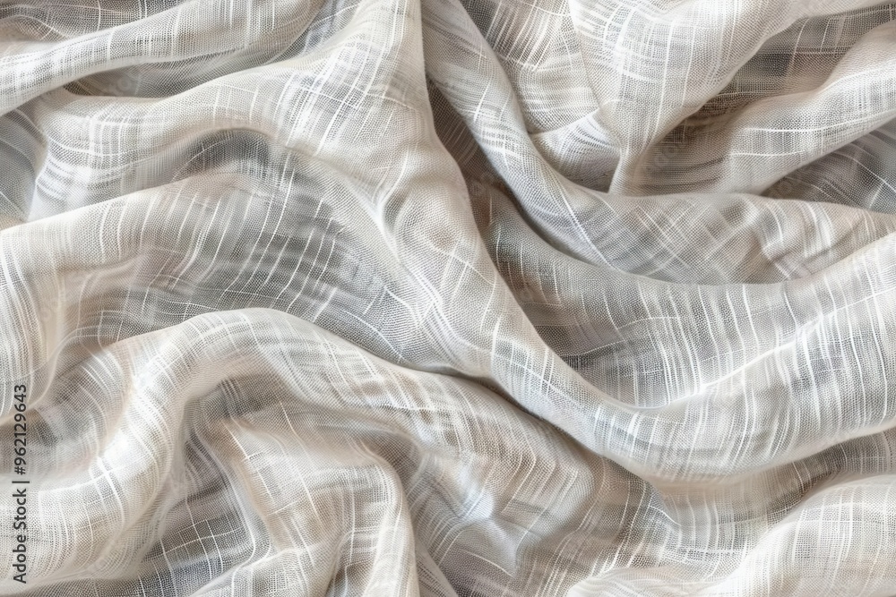 Obraz premium A close-up of a white fabric with a delicate, woven texture, arranged in soft, flowing folds.