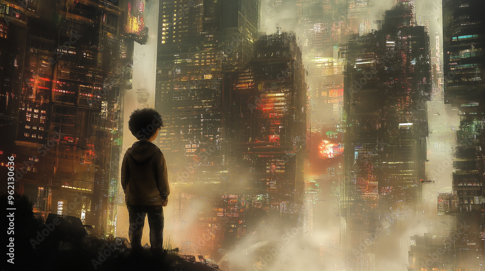 A child in the city life. A child in the city life.