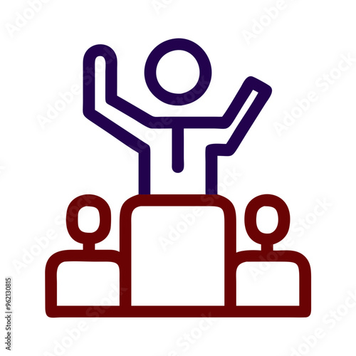 Political rally in election proxess icon. Crimson and navy colors