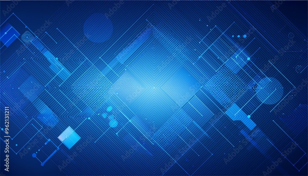 Fototapeta premium Blue tech geometry abstract vector background with futuristic elements in shades of blue - modern digital design for web, print, and technology concepts