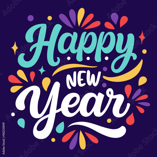 Happy New Year Lettering Vector Illustration | SVG Design & Cut Files for Cricut & Silhouette