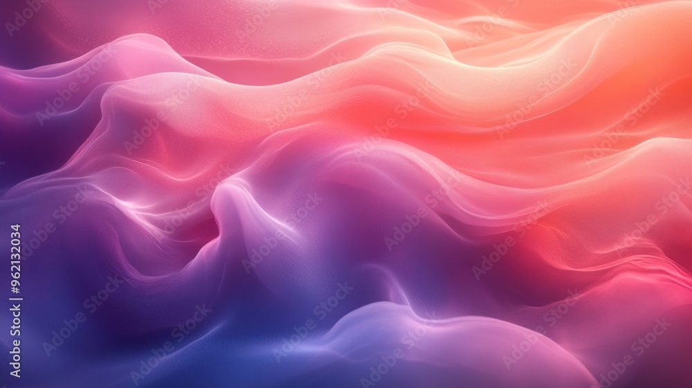 Obraz premium A colorful, abstract painting of a wave with a purple and orange background ,The painting is full of energy and movement.