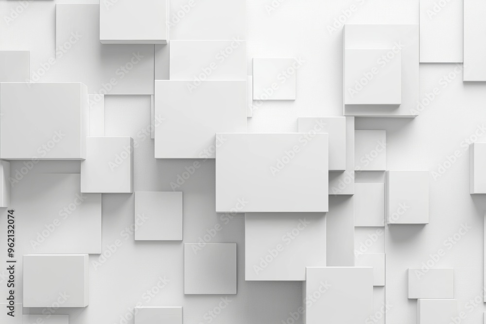 Abstract background with white squares, cubes, and layers in a geometric pattern for modern design. Abstract background with white squares, cubes, and layers in a geometric pattern for modern design.