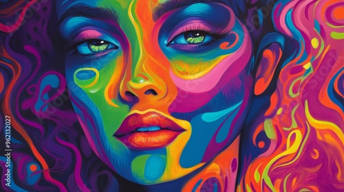 Wallpaper Mural Vibrant portrait showcasing bold colors and artistic expression, highlighting beauty and creativity in contemporary art. Torontodigital.ca