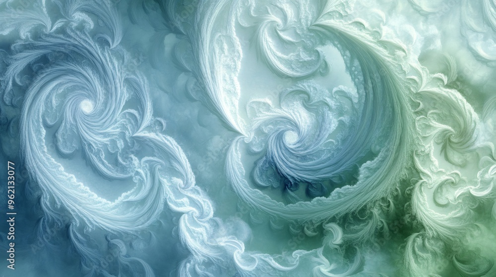 Obraz premium Abstract swirling pattern in blue and green tones.