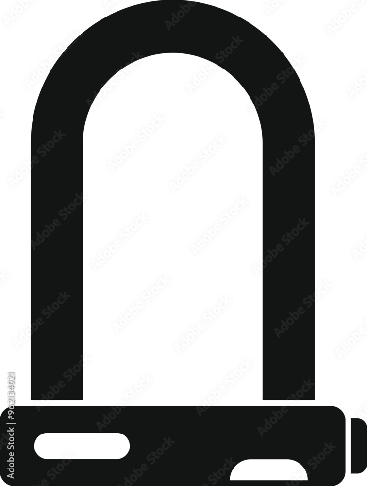 Black metal bike u lock securing a bicycle or other property Black metal bike u lock securing a bicycle or other property