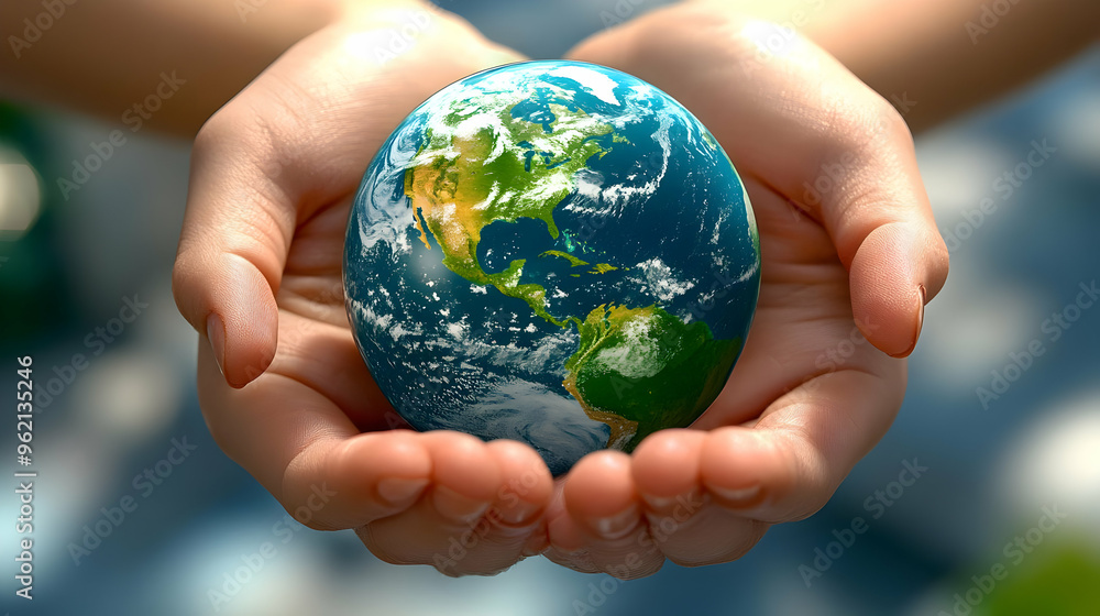 A Hand Holding a Miniature Earth Globe, Representing Our Fragile Planet, a Symbol of Sustainability and Environmental Awareness, Encouraging Care for Our World A Hand Holding a Miniature Earth Globe, Representing Our Fragile Planet, a Symbol of Sustainability and Environmental Awareness, Encouraging Care for Our World