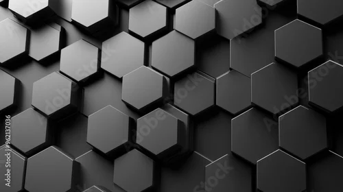 Obraz  z motywem hexagon 3d black abstract background