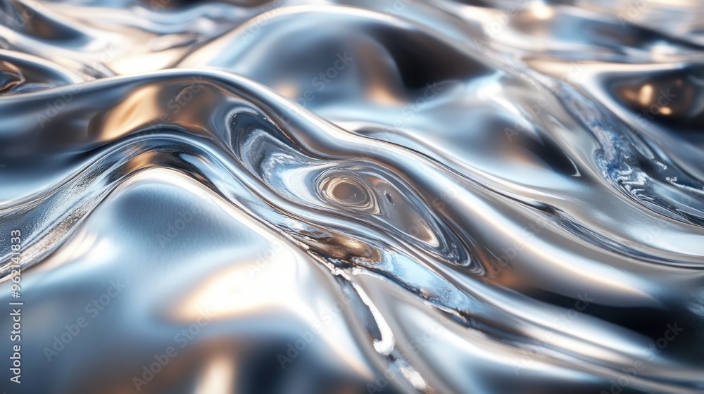 A shiny silver surface with a wave pattern. A shiny silver surface with a wave pattern.