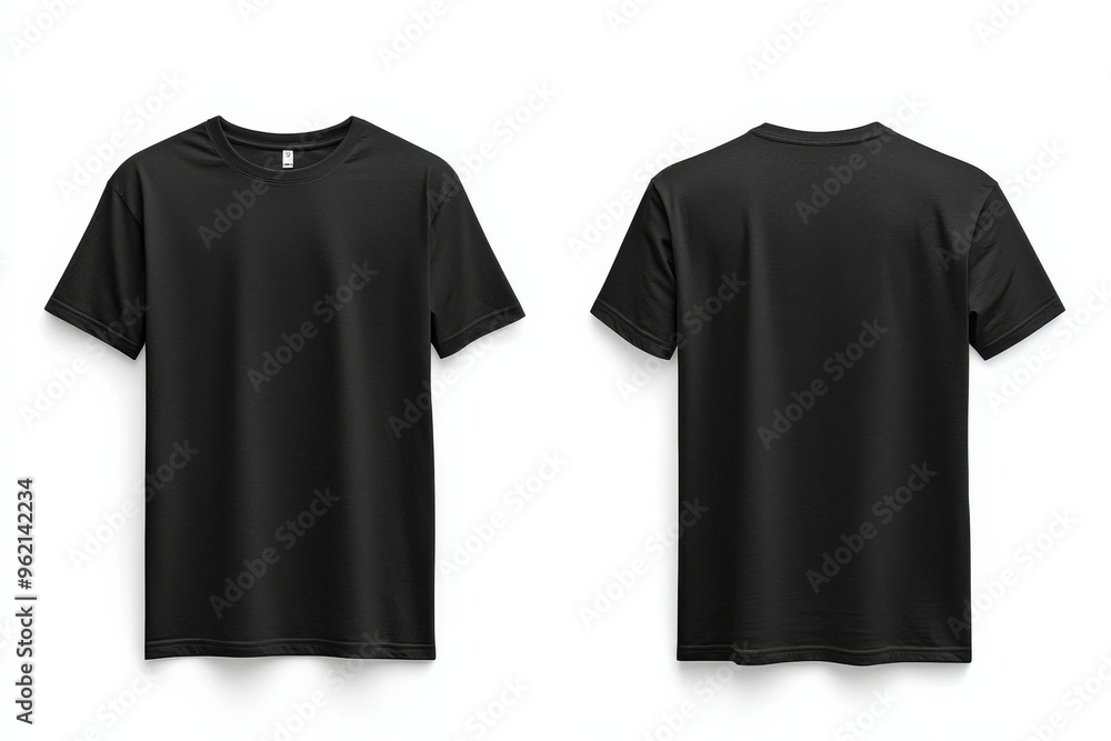 Black Tshirt Mockup Front and Back Isolated created with Generative AI Black Tshirt Mockup Front and Back Isolated created with Generative AI