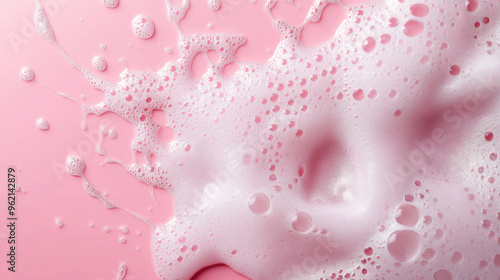 spot of thick shampoo foam on a pink background	
