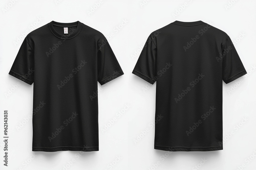 Black Tshirt Mockup Front and Back Isolated created with Generative AI Black Tshirt Mockup Front and Back Isolated created with Generative AI