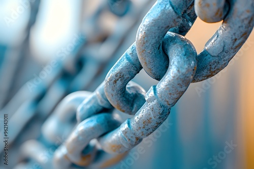 A close-up of heavy chains on an old ship