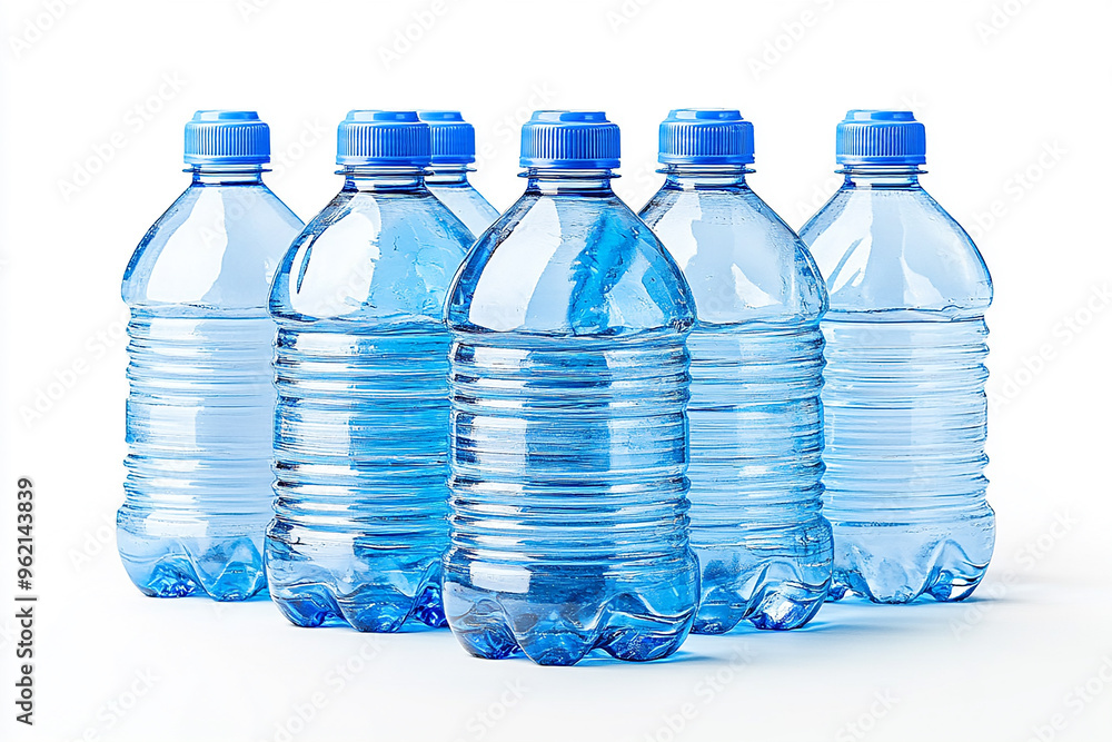 5L water bottles, arranged in rows of three or four, isolated on a white background 5L water bottles, arranged in rows of three or four, isolated on a white background