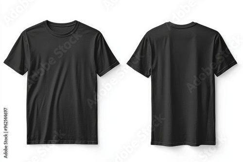 Black Tshirt Mockup Front and Back Isolated created with Generative AI