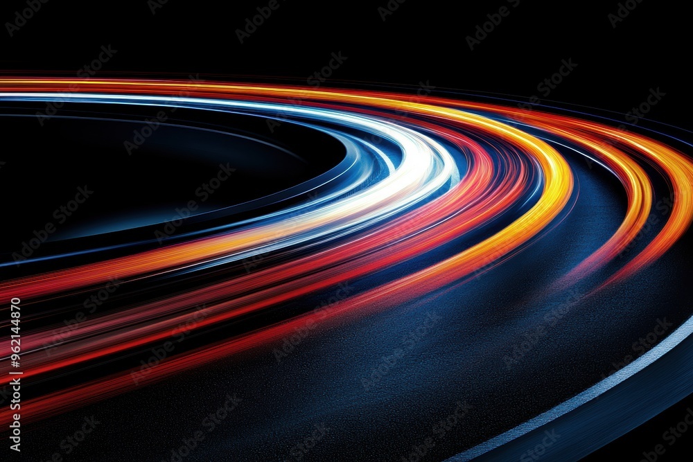 Abstract light trails on dark background with vibrant colors Abstract light trails on dark background with vibrant colors
