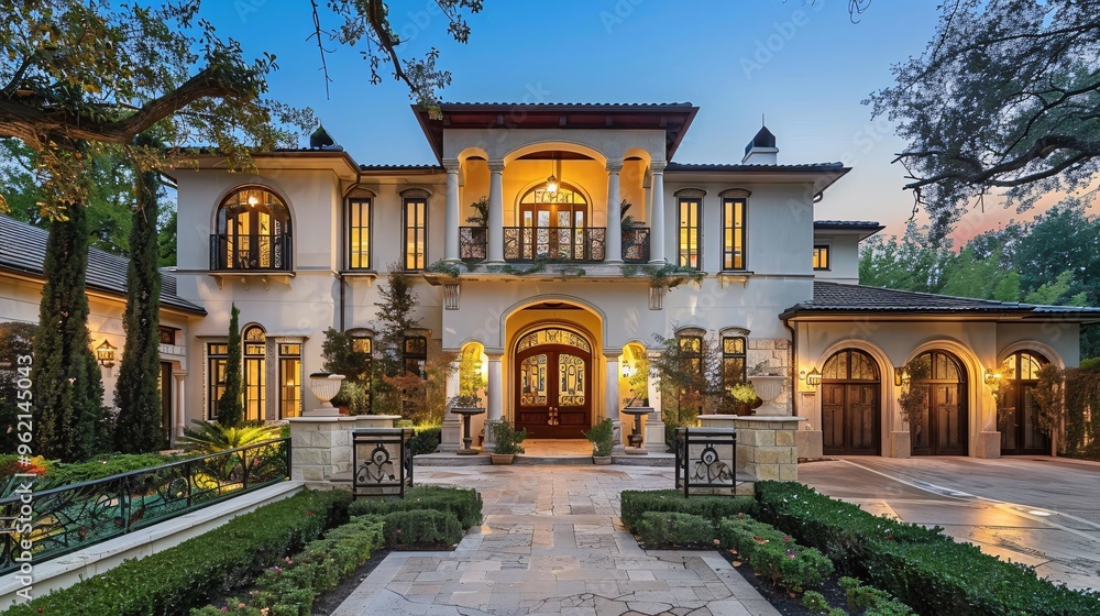 Fototapeta premium Beautiful classic home with a grand entrance and spacious interiors