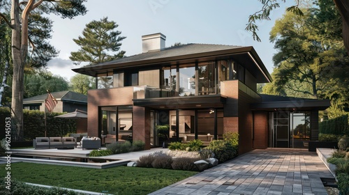 Wallpaper Mural Modern house with a patio and a pool in the backyard. Torontodigital.ca