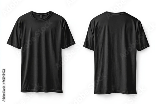 Black Tshirt Mockup Front and Back Isolated created with Generative AI