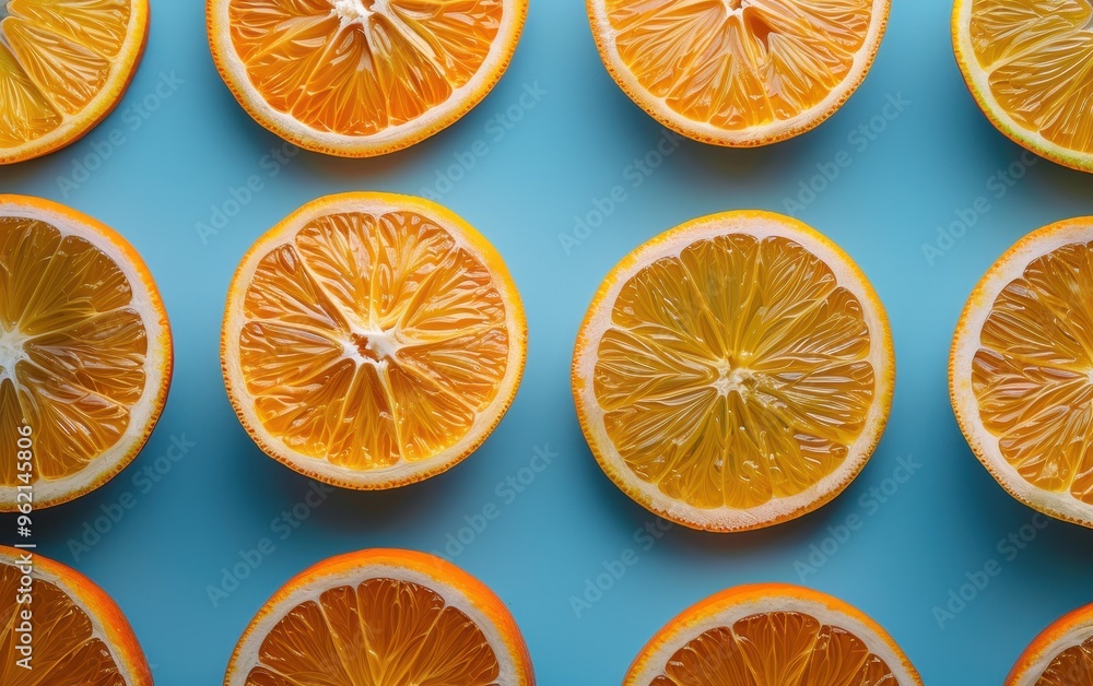 Orange Slices on Blue Background Orange Slices on Blue Background