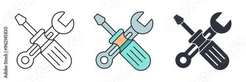 Repair tools, wrench and screwdriver icon symbol vector illustration isolated on white background