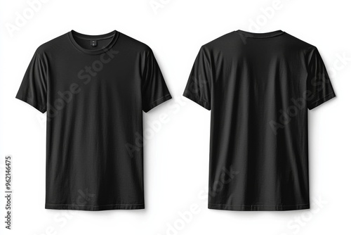 Black Tshirt Mockup Front and Back Isolated created with Generative AI