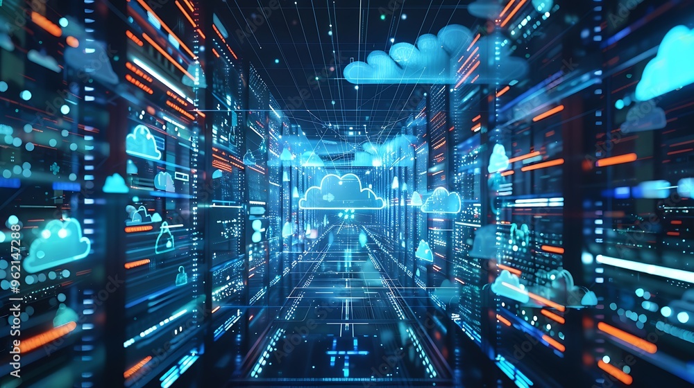 Programmer surrounded by holographic data screens, analyzing big data sets. Programmer surrounded by holographic data screens, analyzing big data sets.