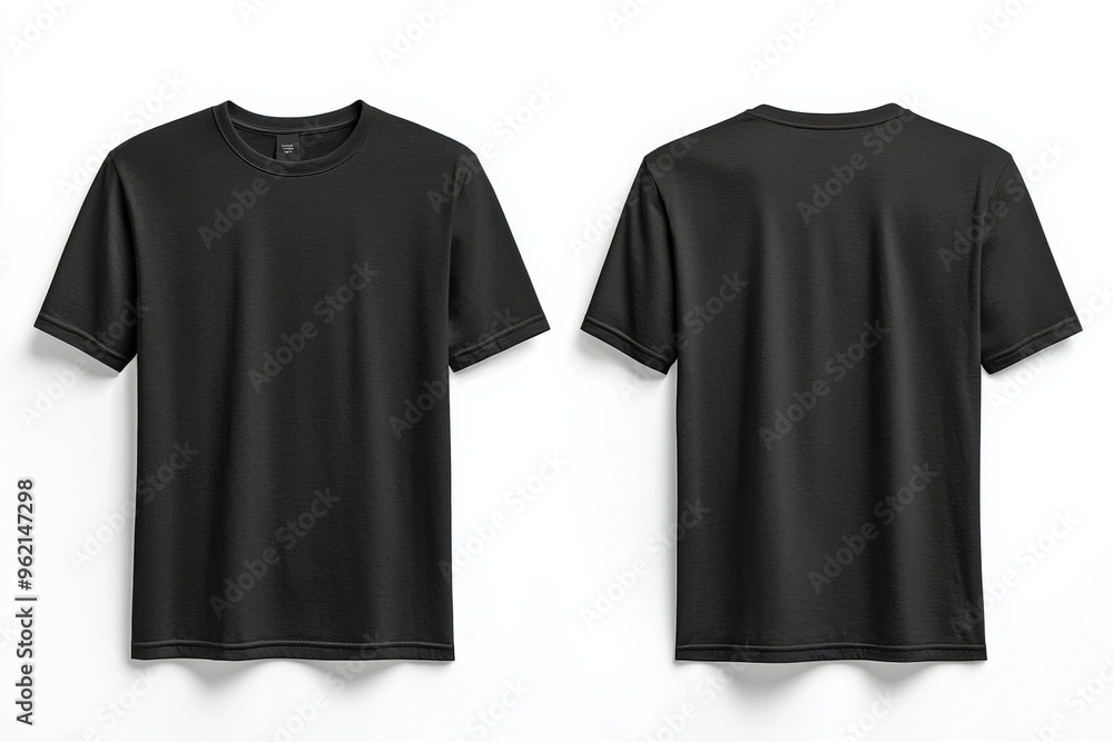 Black Tshirt Mockup Front and Back Isolated created with Generative AI Black Tshirt Mockup Front and Back Isolated created with Generative AI
