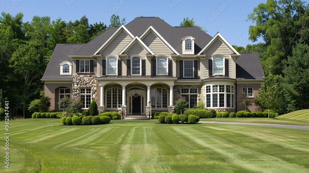 Classic home with spacious front yard and grand entrance