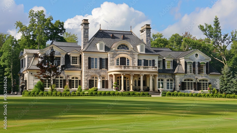 Elegant classic house with ornate details and expansive grounds Elegant classic house with ornate details and expansive grounds