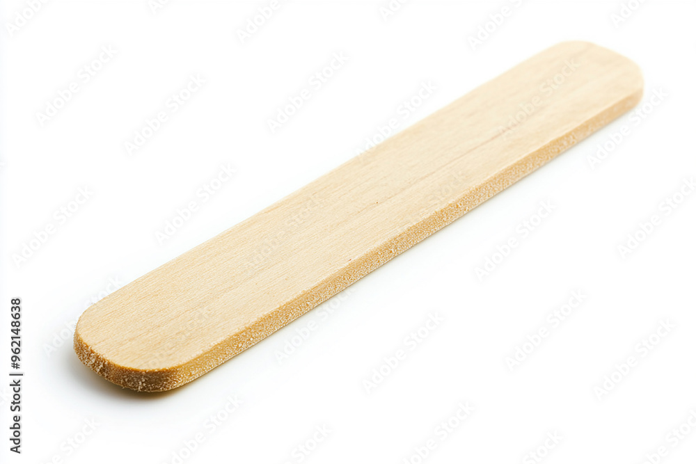 A flat wooden popsicle stick isolated on a white background A flat wooden popsicle stick isolated on a white background