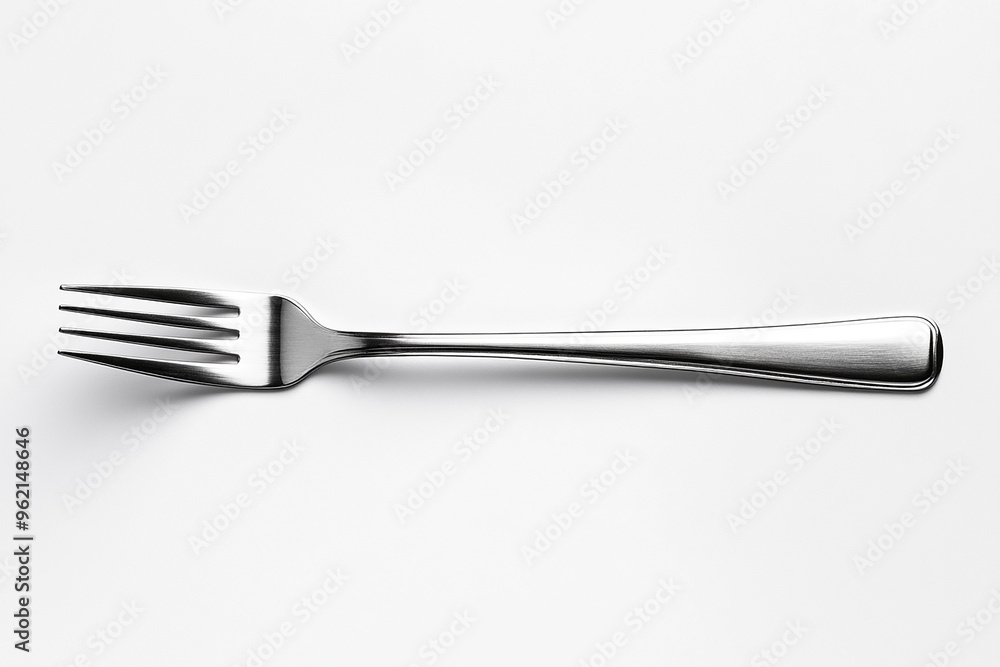 A highly detailed, silver fork isolated against a white background A highly detailed, silver fork isolated against a white background