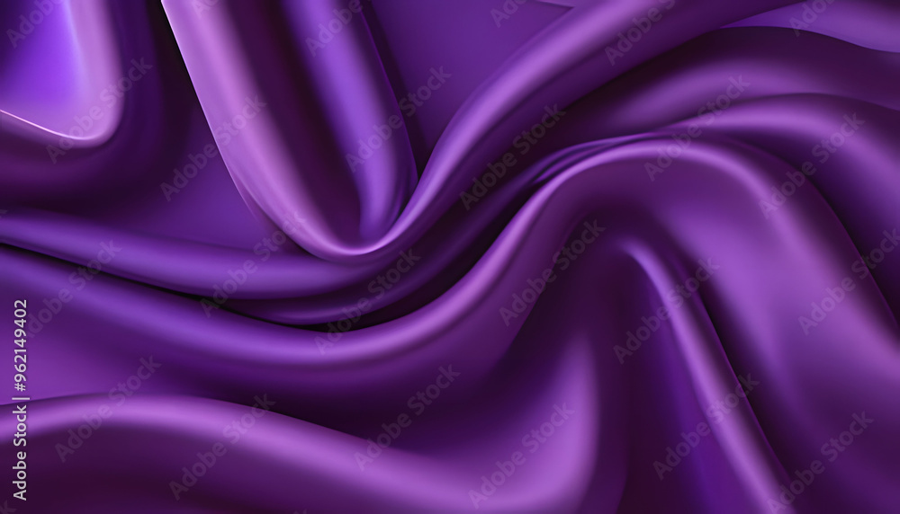 Obraz premium Abstract purple gradient background with layers of silk folded drapery. Wavy purple fabric texture with rich folds and depth