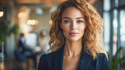 Wallpaper Mural A woman with brown hair and blue eyes is standing in front of a window Torontodigital.ca