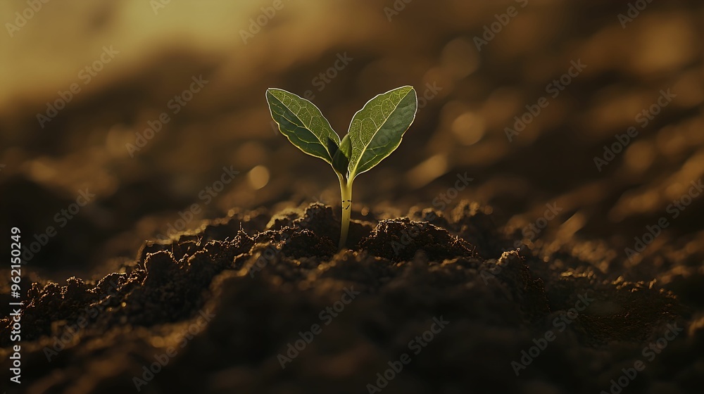 Seedling Erupting from Soil, Growth, Nature, Earthy, Green Seedling Erupting from Soil, Growth, Nature, Earthy, Green