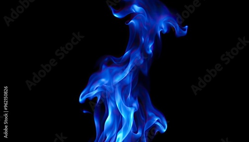 Abstract Blue Flames on Black Background , generate AI